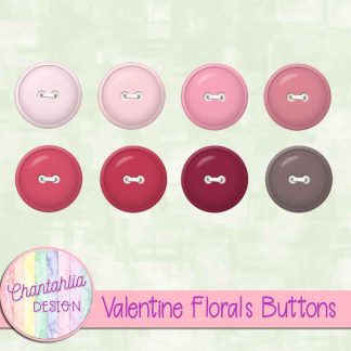 Free buttons in a Valentine Florals theme