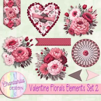 Free design elements in a Valentine Florals theme