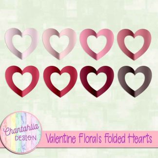Free folded hearts in a Valentine Florals theme
