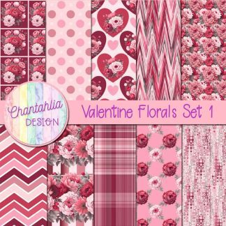 Free digital papers in a Valentine Florals theme
