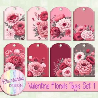Free tags in a Valentine Florals theme