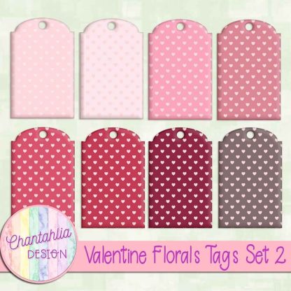 Free tags in a Valentine Florals theme