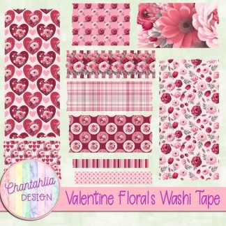 Free washi tape in a Valentine Florals theme