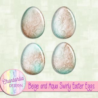 Free beige and aqua swirly easter eggs