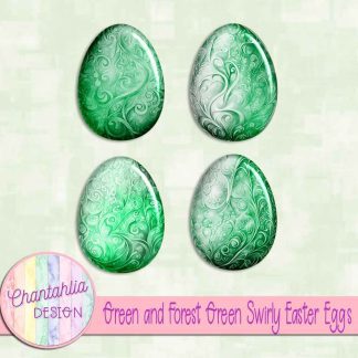 Free green and forest green swirly easter eggs