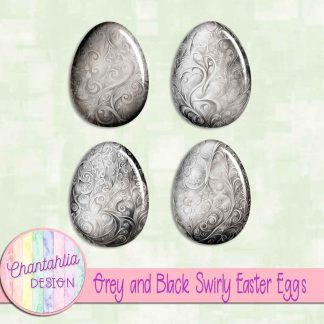 Free grey and black swirly easter eggs
