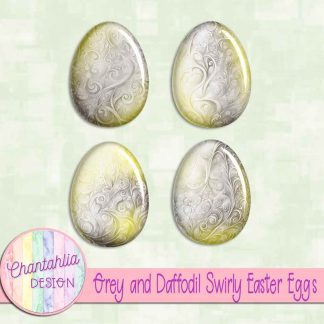 Free grey and daffodil swirly easter eggs