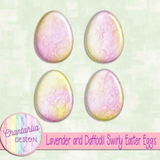 Free lavender and daffodil swirly easter eggs