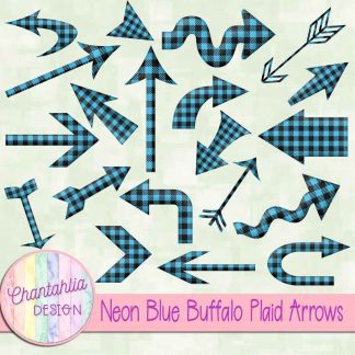 Free neon blue buffalo plaid arrows