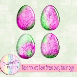 Free neon pink and neon green swirly easter eggs