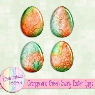Free orange and green swirly easter eggs