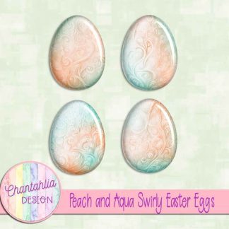Free peach and aqua swirly easter eggs