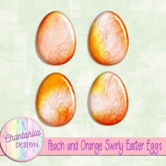 Free peach and orange swirly easter eggs