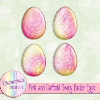 Free pink and daffodil swirly easter eggs