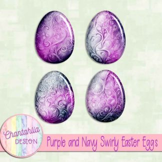 Free purple and navy swirly easter eggs