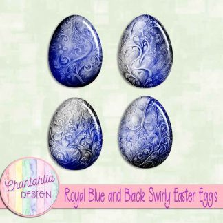 Free royal blue and black swirly easter eggs