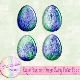 Free royal blue and green swirly easter eggs