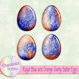 Free royal blue and orange swirly easter eggs