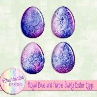 Free royal blue and purple swirly easter eggs