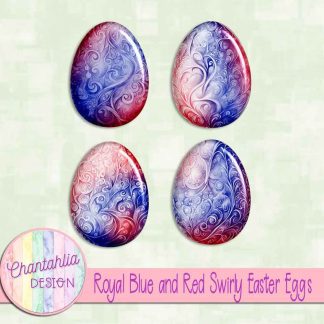 Free royal blue and red swirly easter eggs