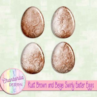 Free rust brown and beige swirly easter eggs