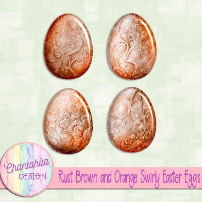 Free rust brown and orange swirly easter eggs