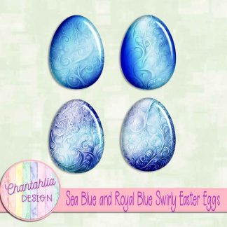 Free sea blue and royal blue swirly easter eggs