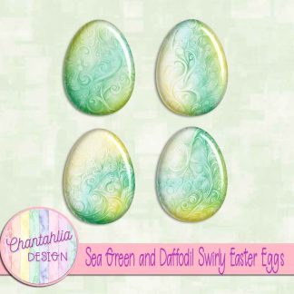Free sea green and daffodil swirly easter eggs