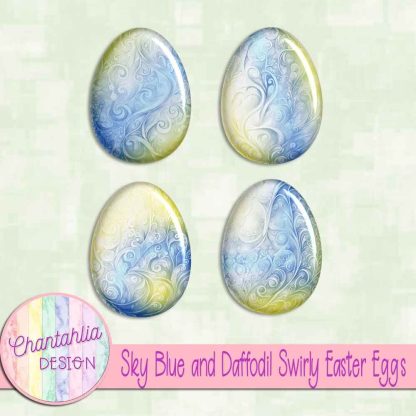 Free sea green and sea blue swirly easter eggs