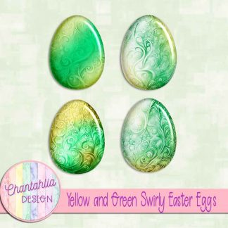 Free yellow and green swirly easter eggs