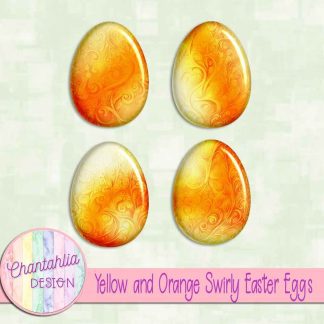 Free yellow and orange swirly easter eggs