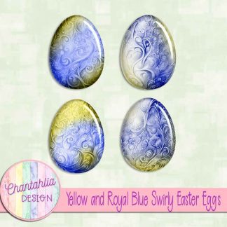 Free yellow and royal blue swirly easter eggs