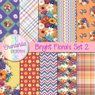 Free digital papers in a Bright Florals theme