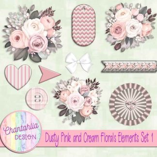 Free design elements in a Dusty Pink and Cream Florals theme