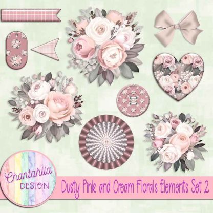 Free design elements in a Dusty Pink and Cream Florals theme