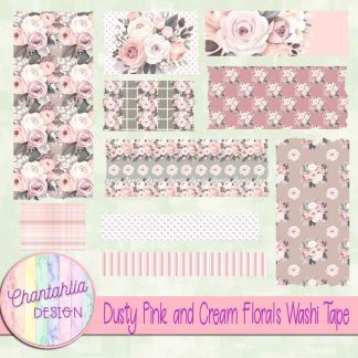 Free washi tape in a Dusty Pink and Cream Florals theme