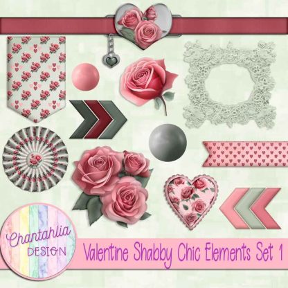 Free design elements in a Valentine Shabby Chic theme