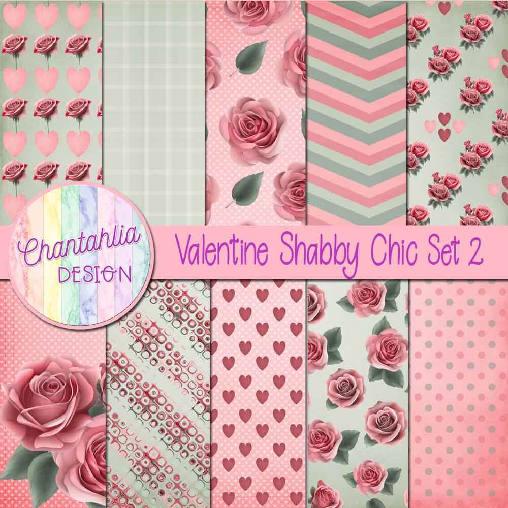 Free digital papers in a Valentine Shabby Chic theme