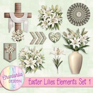 Free design elements in an Easter Lilies theme