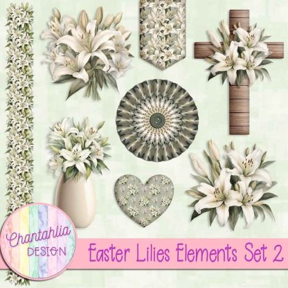 Free design elements in an Easter Lilies theme