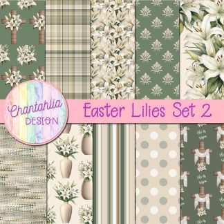 Free digital papers in an Easter Lilies theme