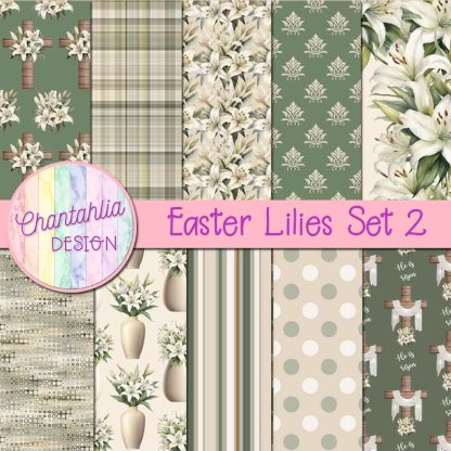 Free digital papers in an Easter Lilies theme