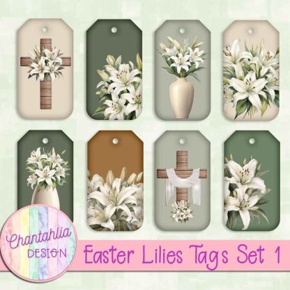 Free tags in an Easter Lilies theme