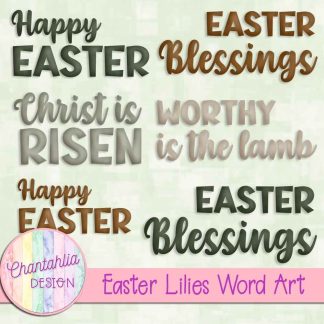 Free word art in an Easter Lilies theme