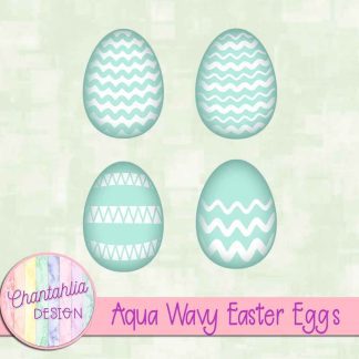 Free aqua wavy Easter eggs