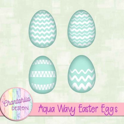 Free aqua wavy Easter eggs