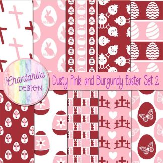 Free dusty pink and burgundy Easter digital papers