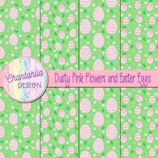 Free dusty pink flowers and Easter eggs digital papers