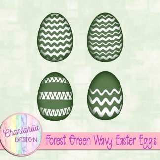 Free forest green wavy Easter eggs