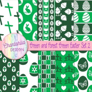 Free green and forest green Easter digital papers